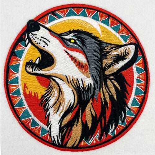 native wolf embroidery design