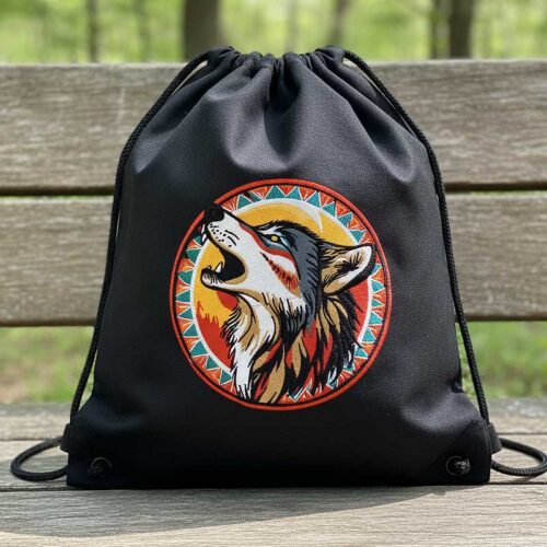 Animal Spirit wolf drawstring bag