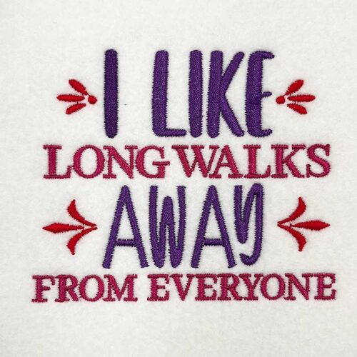 away from everyone embroidery design
