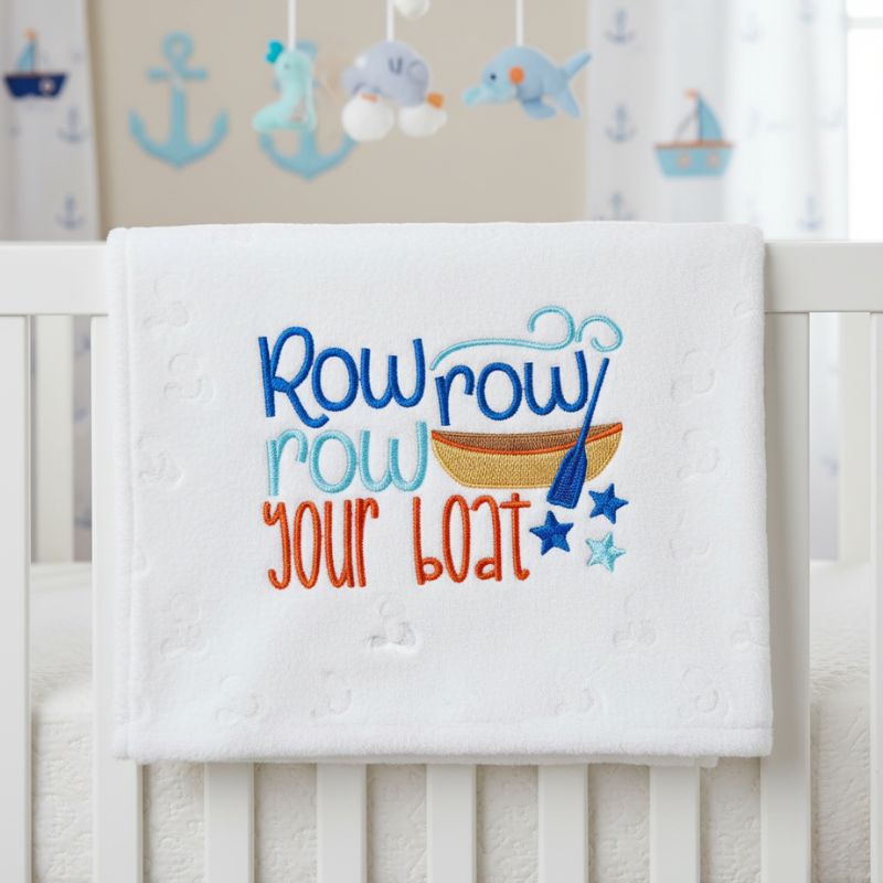 Cute baby crib embroidery design