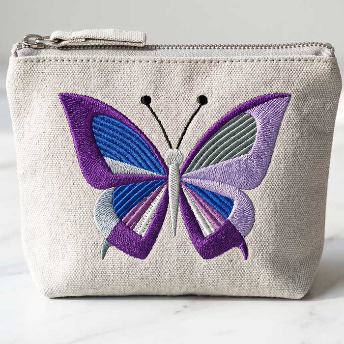 ButterflyZippyPouch | Embroidery Legacy Pretty Butterfly Stitch Out Made in Embroidery Legacy's Embroidery Digitizing Software