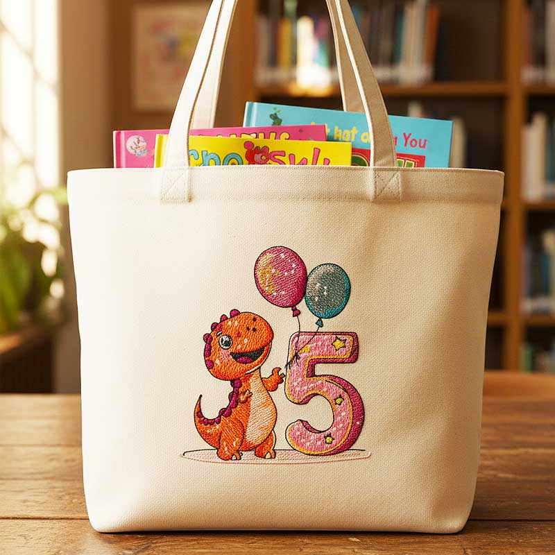 Embroidery Design: Dino Number 5 - Image 2