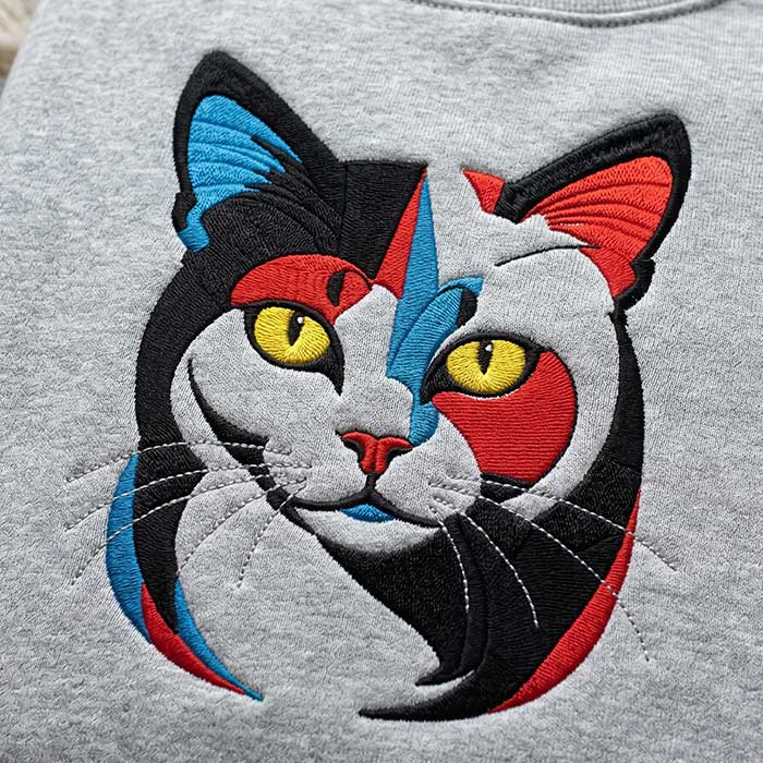 GeometricCat | Embroidery Legacy Geometric Cat Stitch Out Made in Embroidery Legacy's Embroidery Digitizing Software