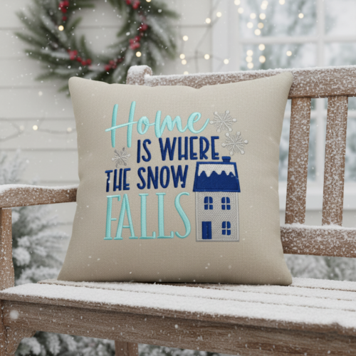 Home is where the snow falls cushion