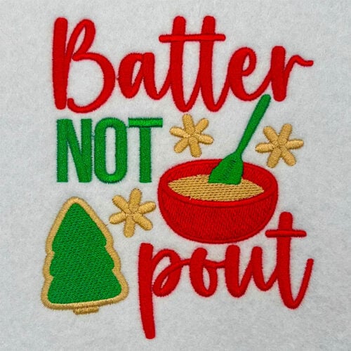 batter not pout embroidery design