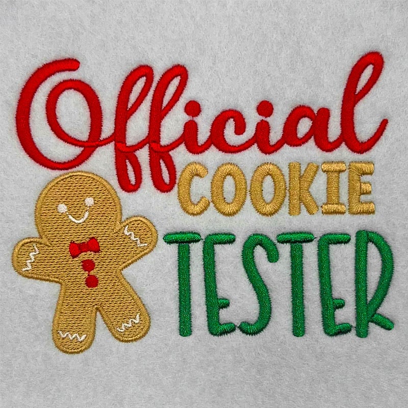 Official cookie tester embroidery design