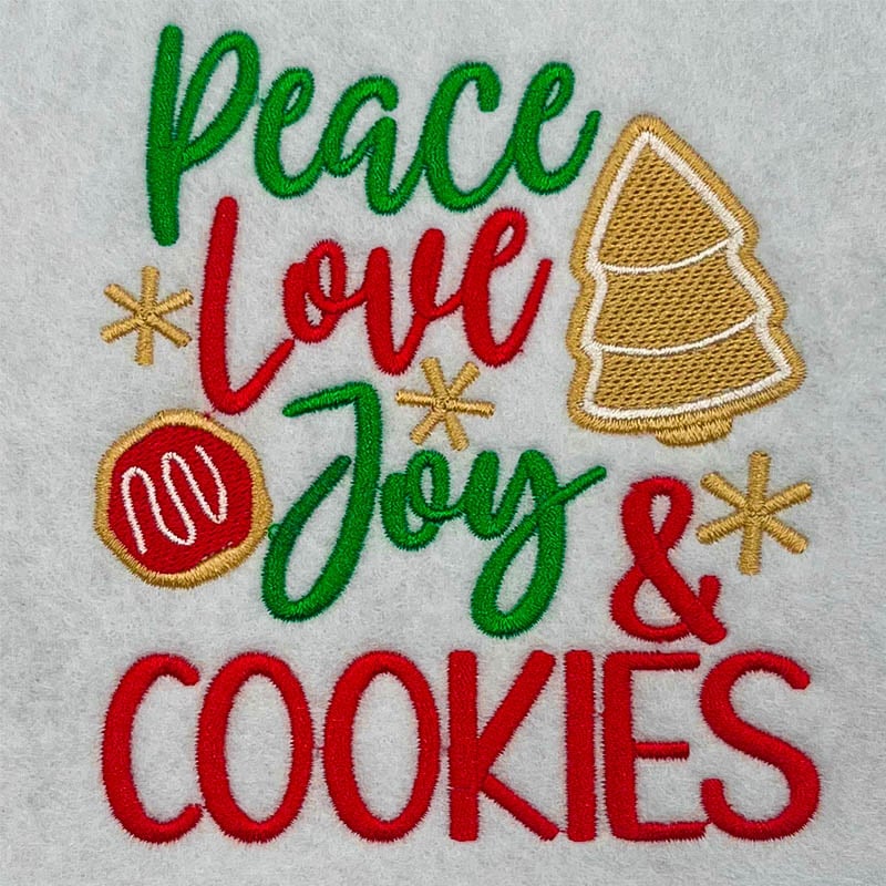 Peace love joy embroidery design