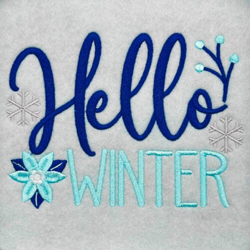 Hello winter embroidery design