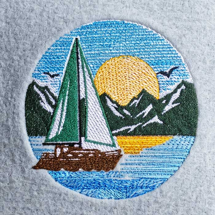 Sailboat | Embroidery Legacy Sailboat Stitch Out Made in Embroidery Legacy's Embroidery Digitizing Software