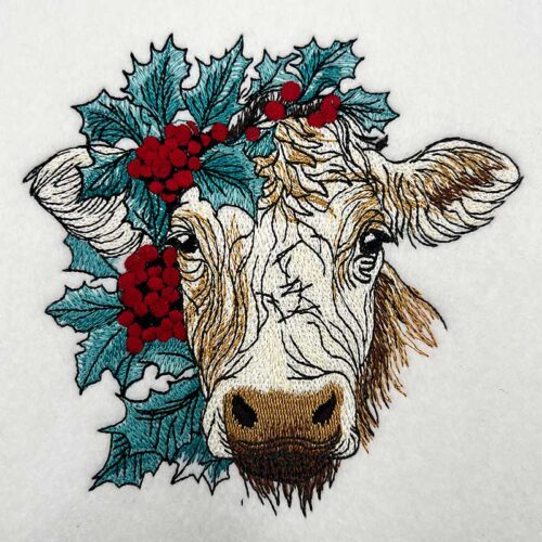 Christmas cow 1 embroidery design