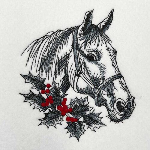 Christmas horse embroidery design
