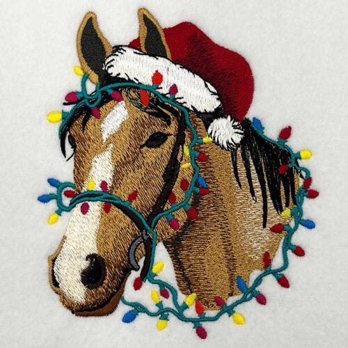 Christmas horse embroidery design