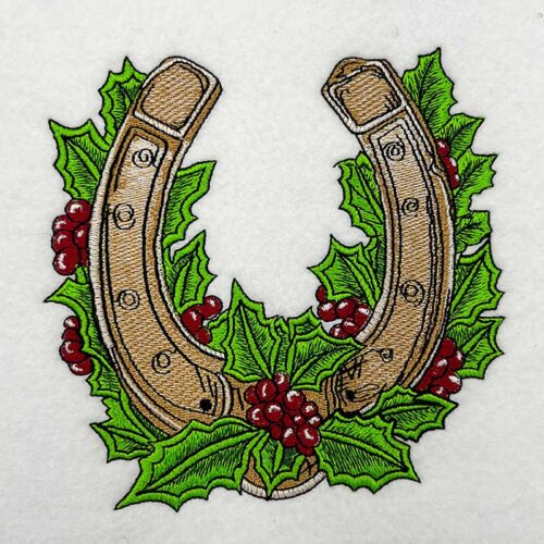 Christmas horseshoe embroidery design