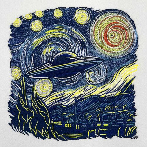 Van Gogh Starry Night UFO 1 embroidery design