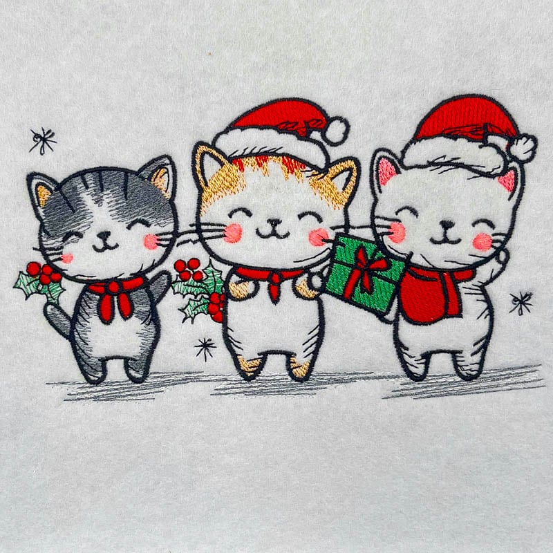 Christmas cats embroidery design
