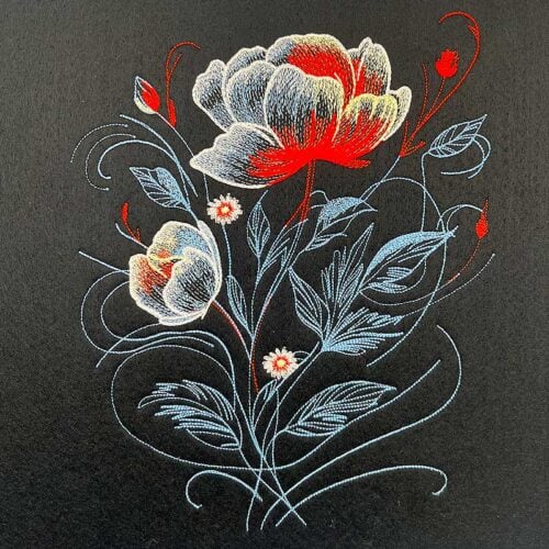 Embroidery Design: Moonlight Peonies