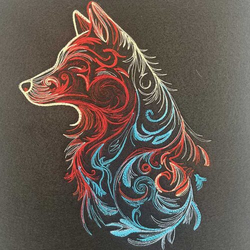moonlight wolf embroidery design