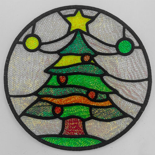 stained glass treee embroidery design