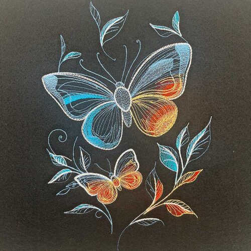 Moonlight Butterflies 1 embroidery design