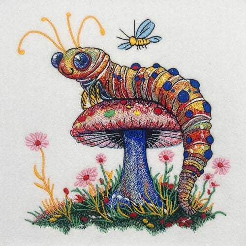 Psychedelic Caterpillar 4 embroidery design
