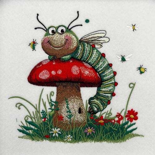 Embroidery Design: Psychedelic Fantasy Caterpillar 2
