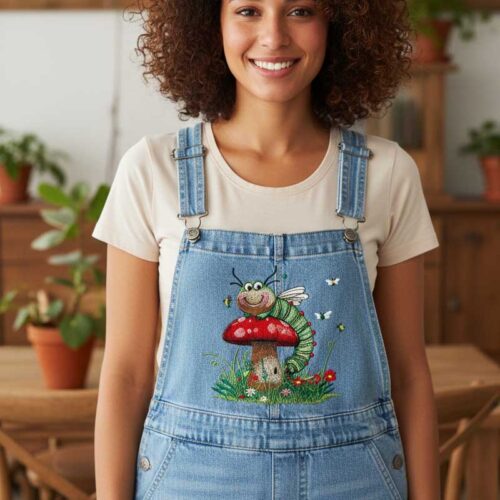 Psychedelic caterpillar overalls