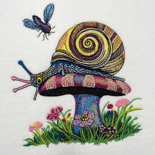 Psychedelic snail embroidery design