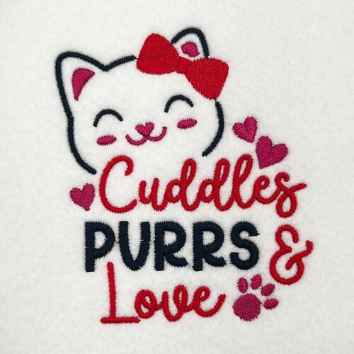 Cuddles Purrs embroidery design