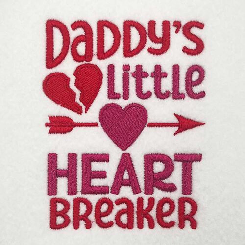 Daddy's little heart breaker embroidery design