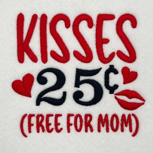 Kisses embroidery design