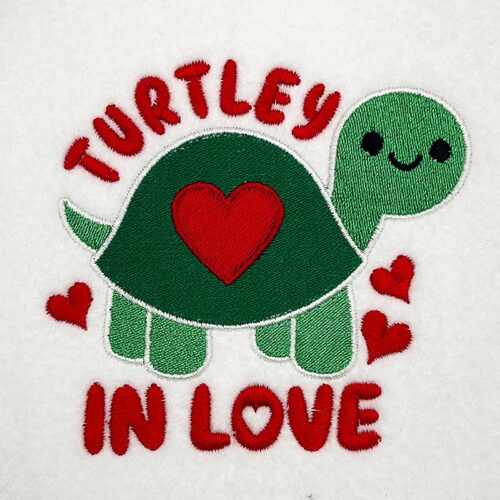 Turtle love embroidery design