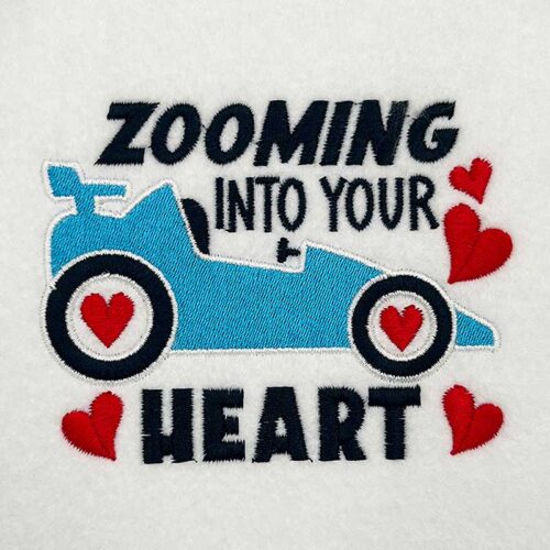 zooming heart embroidery design
