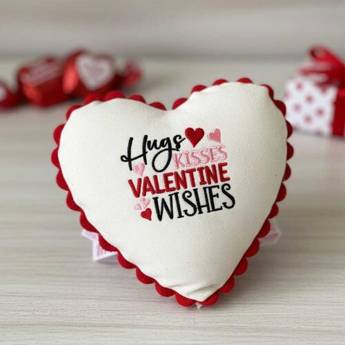 Hugs Kisses heart cushion