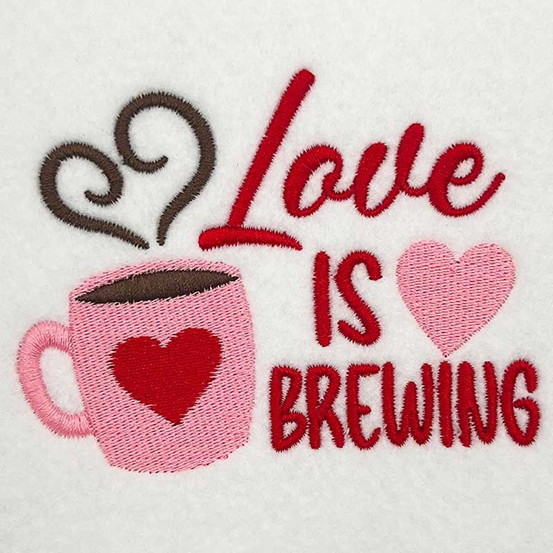 Love is brewing embroidery design
