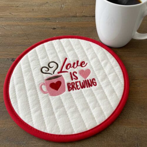 Love is brewing hot pad