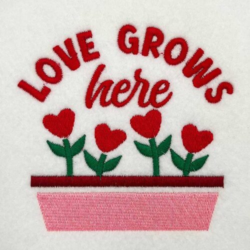 Love grows here embroidery design