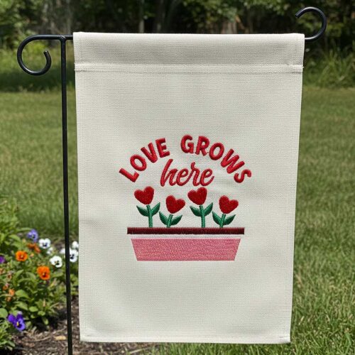 Love grows here garden banner