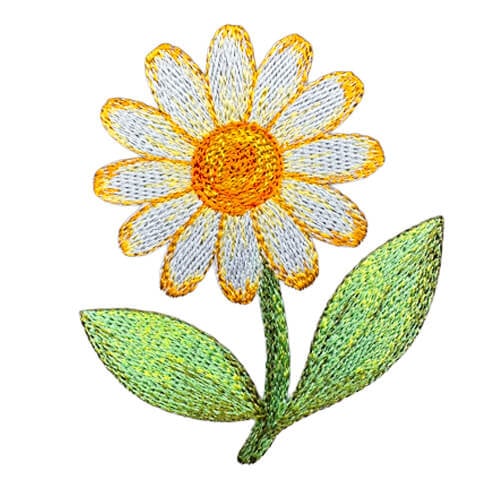 floral embroidery design, daisy, large scale with details