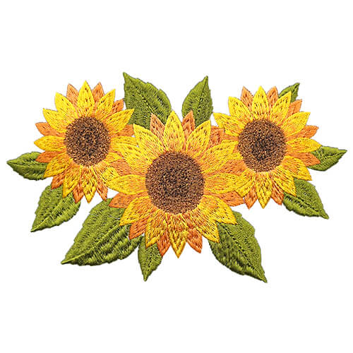 floral embroidery design, three sunflowers with lots of details.