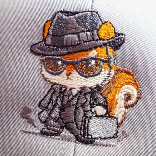 Agent Squirrel embroidery design