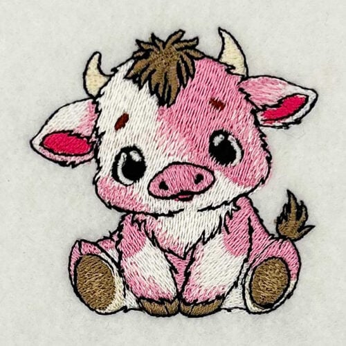 chibi cow embroidery design