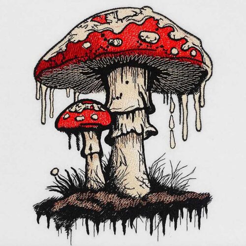 Grunge Mushroom embroidery design
