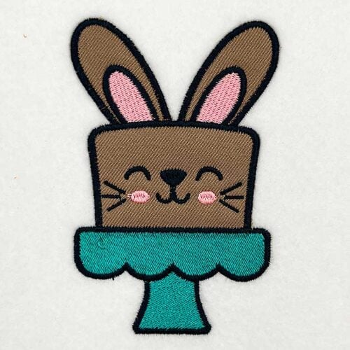 bunny cake applique embroidery design