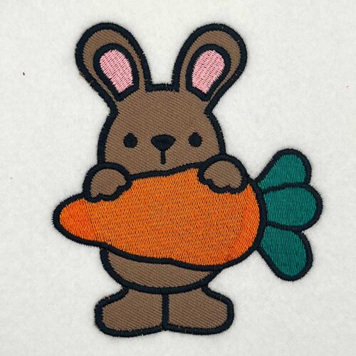 bunny holding carrot applique embroidery design