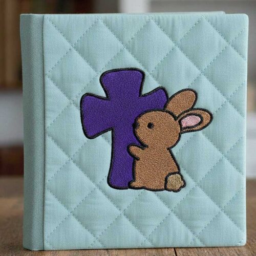 bunny holding cross book cover
