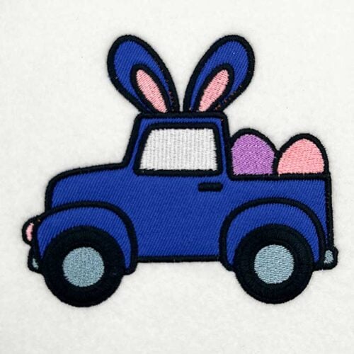 bunny truck applique embroidery design