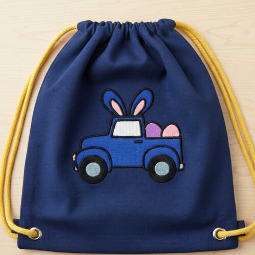 bunny truck drawstring bag