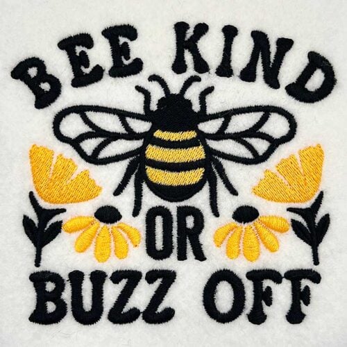 Bee Kind or buzz off embroidery design