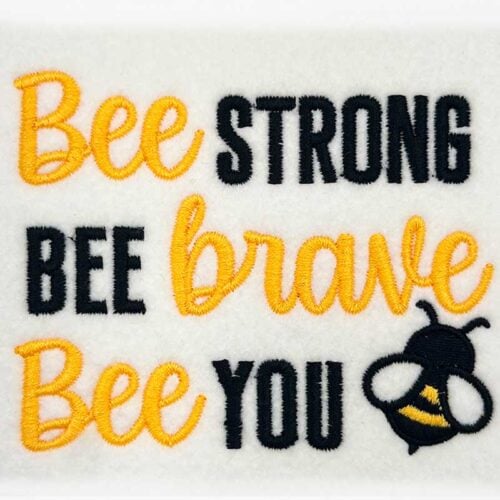 Bee strong embroidery design