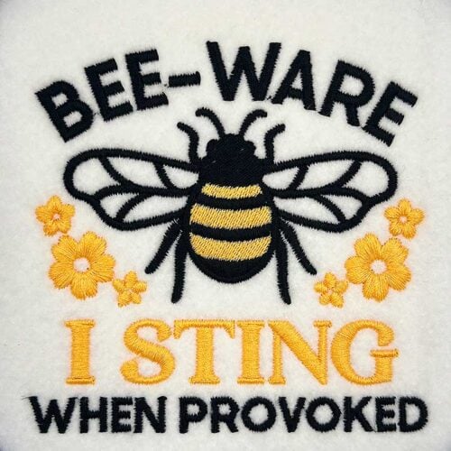 Bee-ware embroidery design